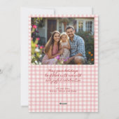 Dainty Bow Frame Gingham Christmas Photo シーズンカード (裏面)