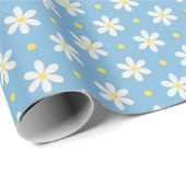Dainty Daisy Pattern on Light Blue Wrapping Paper ラッピングペーパー (ロールコーナー)