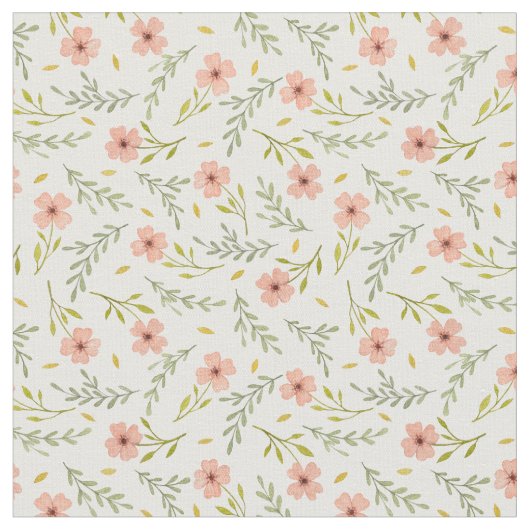  Dainty Ditsy Watercolor Floral Pastel Pattern ファブリック (クローズアップ)