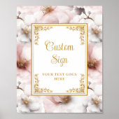 Dainty dusty pink flowers with gold accents 8x10  ポスター (正面)