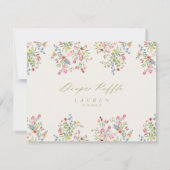 dainty floral arch baby shower diaper raffle ノートカード (裏面)