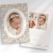 Dainty Floral Bow Photo Birth Announcement 案内状