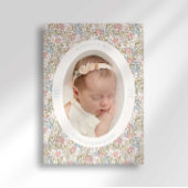 Dainty Floral Bow Photo Birth Announcement 案内状