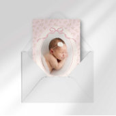 Dainty Floral Coquette Photo Birth Announcement 案内状