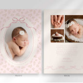 Dainty Floral Coquette Photo Birth Announcement 案内状