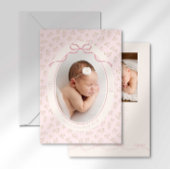 Dainty Floral Coquette Photo Birth Announcement 案内状