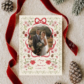 Dainty Floral Merry Married Christmas Photo シーズンカード
