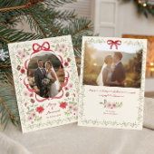 Dainty Floral Merry Married Christmas Photo シーズンカード