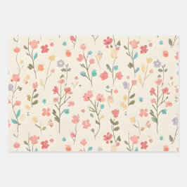 Dainty Meadow Wildflower & Pastel Sprig ラッピングペーパーシート