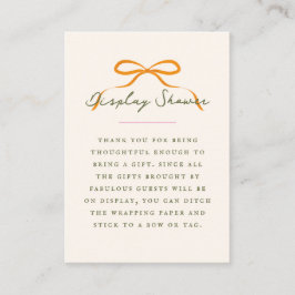 Dainty Orange Bow Baby Display Shower エンクロージャーカード