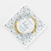 Dainty pastel blue flowers gold baby shower napkin (コーナー)