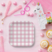 Dainty Pink and White Buffalo Check ペーパープレート (パーティー)