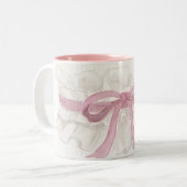 Dainty Pink Ribbon Coquette Coffee Mug ツートーンマグカップ (正面左)
