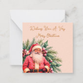 Dainty Pink Vintage Santa ノートカード (正面)