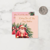 Dainty Pink Vintage Santa ノートカード (正面/裏面インサイチュ)