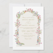 Dainty romantic floral arch QR Code Wedding 招待状 (正面)