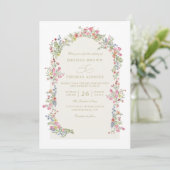 Dainty romantic floral arch QR Code Wedding 招待状 (スタンド正面)