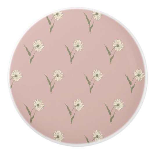 Dainty Scattered Aster Floral | Dusty Pink セラミックノブ (正面)