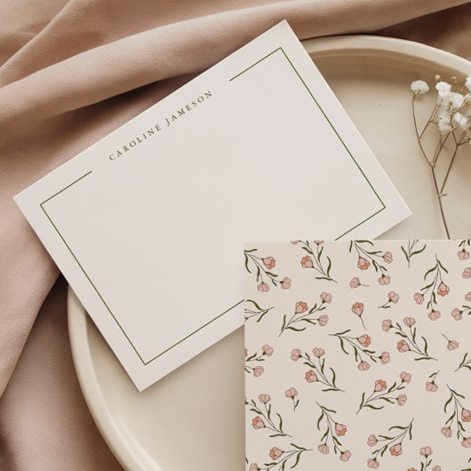 Dainty Simple Floral Flat Note Card ノートカード