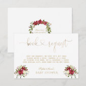 Dainty Watercolour Poinsettia Gold Baby Shower エンクロージャーカード (正面/裏面)