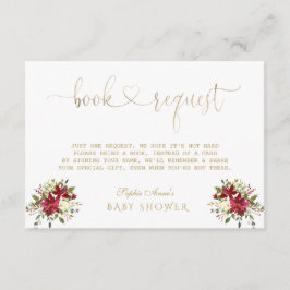 Dainty Watercolour Poinsettia Gold Baby Shower エンクロージャーカード