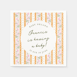 Dainty Wildflower Stripes Baby Shower Due Date スタンダードカクテルナプキン