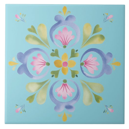 Dainty Yellow Flower Unique タイル (正面)