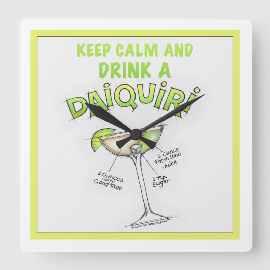 DAIQUIRI レシピ カクテル アート スクエア壁時計 (正面)