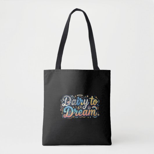 Dairy to Dream ~ かわいい酪農パロディTシャツ トートバッグ (正面)