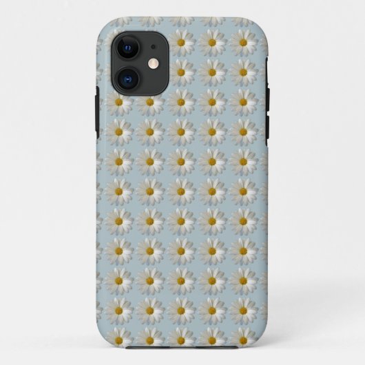 Daisesデイジーホワイトブルー金ゴールドパターンの背景 Case-Mate iPhoneケース (裏面)
