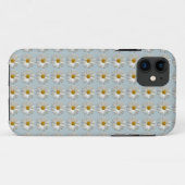 Daisesデイジーホワイトブルー金ゴールドパターンの背景 Case-Mate iPhoneケース (裏面(横))