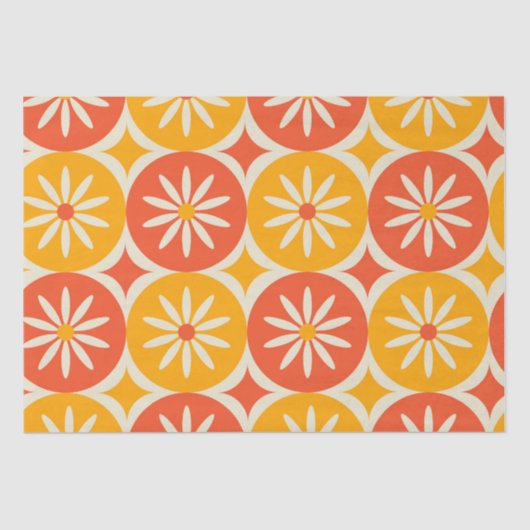 Daises and Atomic stars on Orange Yellow circles 薄葉紙 (正面)