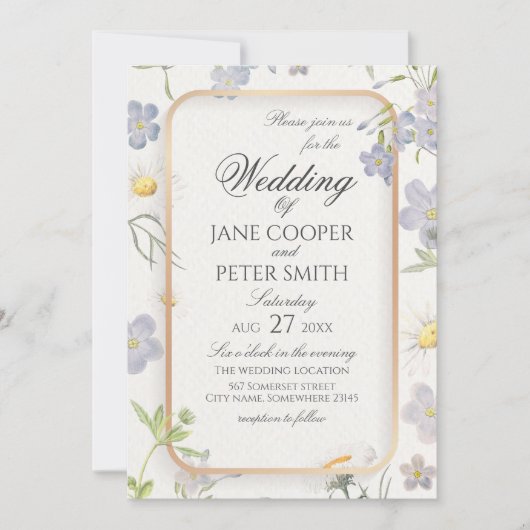 Daisies and wildflowers floral Wedding Invitation 招待状 (正面)