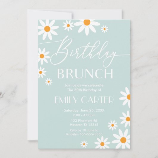 Daisies Birthday Brunch Party Invitation 招待状 (正面)