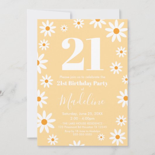 Daisies Birthday Party spring Invitation 招待状 (正面)