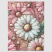 Daisies Daisy Pastel Pink White Floral Decoupage 薄葉紙 (正面)