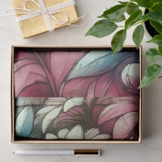 Daisies Daisy Pink White Blue Floral Decoupage 薄葉紙 (ギフト)