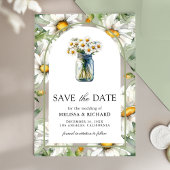 Daisies Floral Mason Jar Wedding Save the Date アクリル招待状