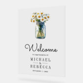 Daisies Floral Mason Jar Wedding Welcome アクリルサイン (傾斜)