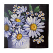 Daisies flower ceramic tile coasters タイル (正面)