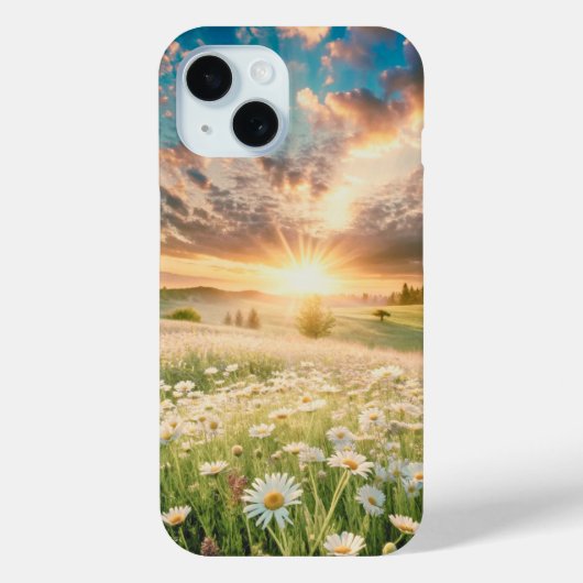 Daisies Flowers Meadow Sunrise Case-Mate iPhoneケース (裏面)