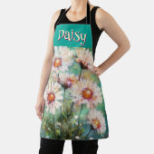 Daisies Impressionistic Floral Teal Personalized エプロン (インサイチュ)