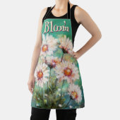 Daisies Impressionistic Floral Teal Personalized エプロン (インサイチュ)