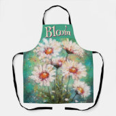 Daisies Impressionistic Floral Teal Personalized エプロン (正面)