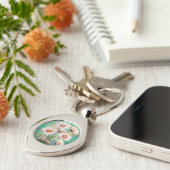 Daisies Impressionistic Floral Teal Personalized キーホルダー (側面)