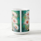 Daisies Impressionistic Floral Teal Personalized コーヒーマグカップ (中央)
