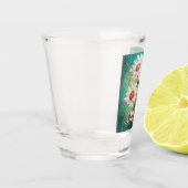 Daisies Impressionistic Floral Teal Personalized ショットグラス (左)