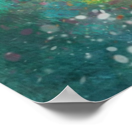 Daisies Impressionistic Floral Teal Personalized ポスター (角)