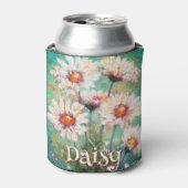 Daisies Impressionistic Floral Teal Personalized 缶クーラー (缶正面)
