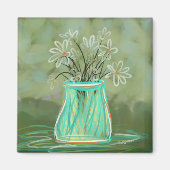 Daisies In Green Original Art マグネット (正面)